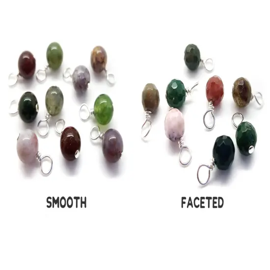 Indian Agate 6mm Bead Dangles, Small Fancy Jasper Gemstone Charms, 10 pieces, Adorabilities {2}