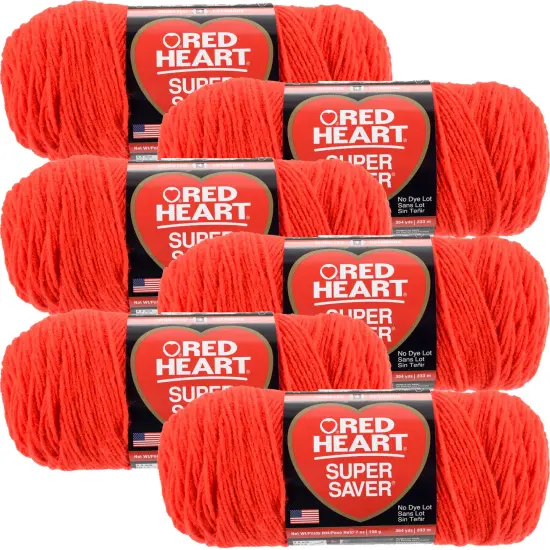 Multipack of 6 - Red Heart Super Saver Yarn-Hot Red {1}