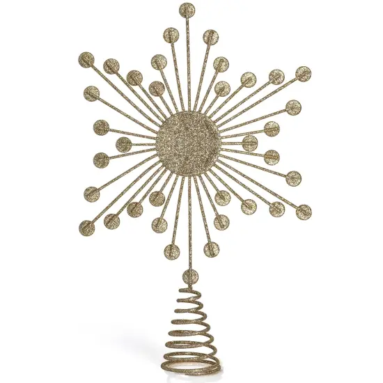 Ornativity Jewel Star Tree Topper - Gold Glitter Sparkling Metal Wire Star Topper with Sparkly Gem Finish Christmas Tree Top Ornament Decoration {5}