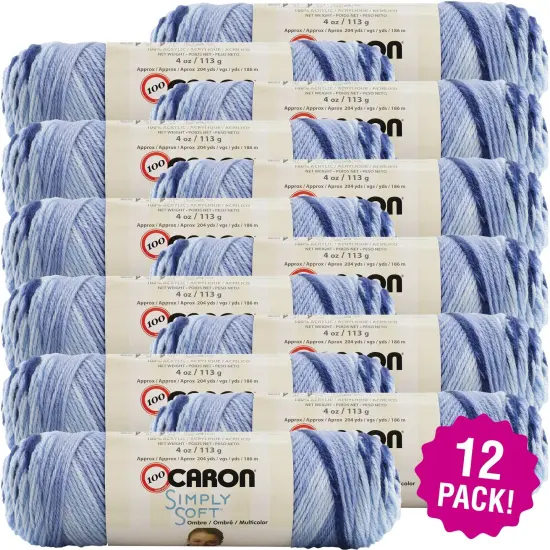 Multipack of 12 - Caron Simply Soft Ombres Yarn-Saturday Blue Jeans {1}