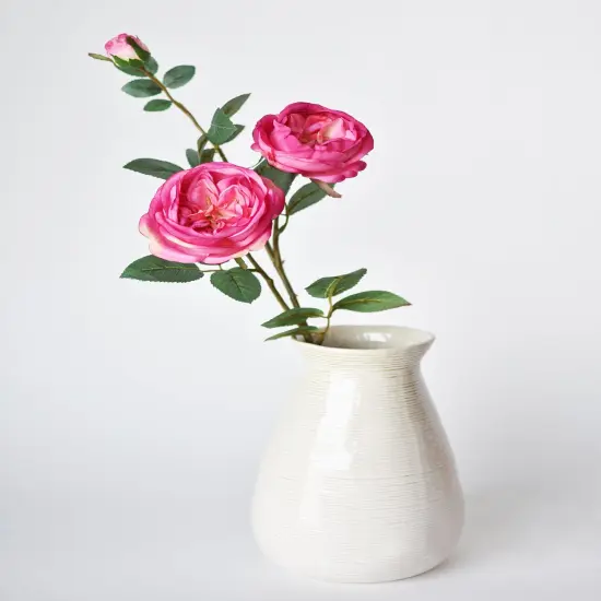 29" Faux Fuchsia Cabbage Rose Stem {4}