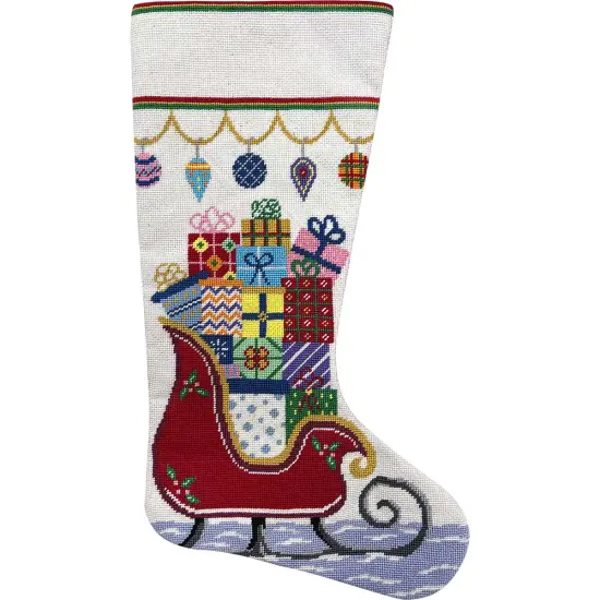 Alice Peterson Home Creations Holiday Edition Needlepoint Stocking Kit- Sleigh with Gifts Multicolor {1}