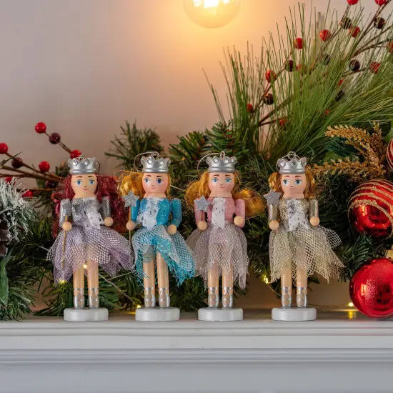 Ornativity Nutcracker Hanging Ornament Figures &ndash; Fairy Ballet Dancers Glittered Christmas Mini Wooden Nutcrackers Xmas Tree Ornament Set &ndash; 4 Pieces {5}