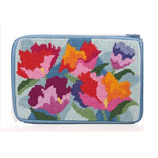 Cosmetic Purse - Watercolor Poppy - Needlepoint Kit Multicolor {1}
