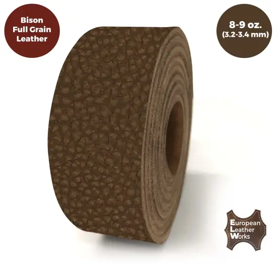 ELW Genuine American Leather Bison 8-9 oz (3.2-3.4mm) Thickness - Straps, Belts, Strips - 84"&nbsp;-&nbsp; Full Grain Hide DIY Craft Projects, Bag, Chap, Moccasins, Jewelry, Wrapping {5}