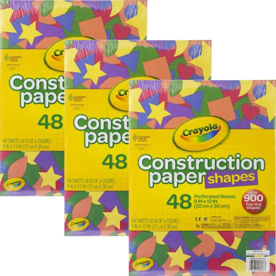 Multipack of 3 - Crayola Construction Paper Shapes 9"X12"-48 Sheets {1}