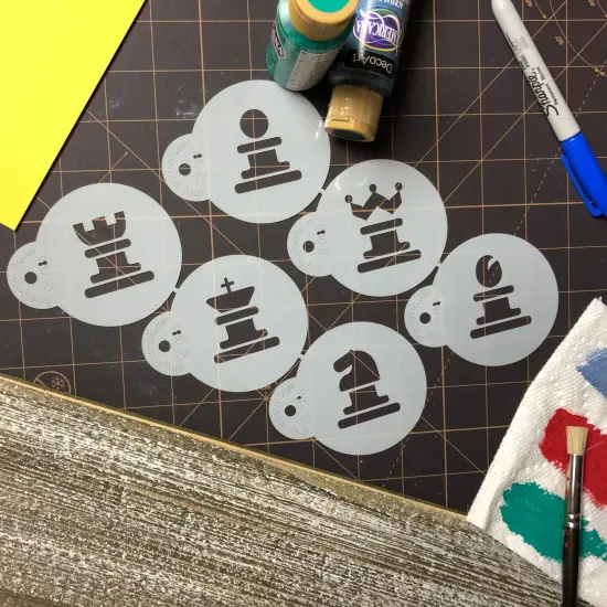 Chess Cookie Stencil Set | C486 by Designer Stencils | Cookie Decorating Tools | Baking Stencils for Royal Icing, Airbrush, Dusting Powder | Reusable Plastic Food Grade Stencil for Cookies | Easy to Use & Clean Cookie Stencil {4}