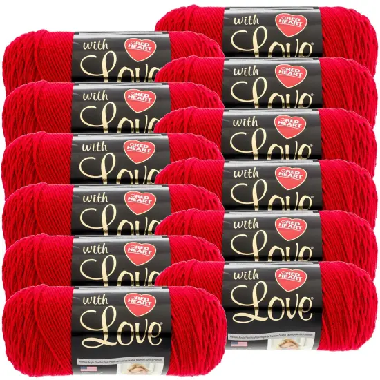 Multipack of 12 - Red Heart With Love Yarn-Holly Berry {1}