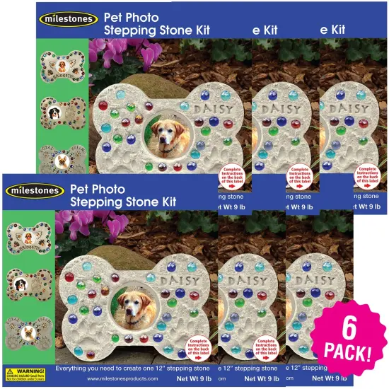 Multipack of 6 - Mosaic Stepping Stone Kit-Pet Photo {1}