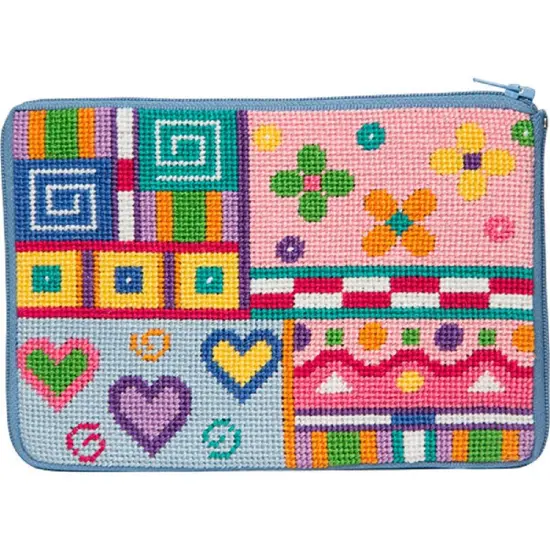 Stitch & Zip Needlepoint Purse Kit- Patchwork Multicolor {1}