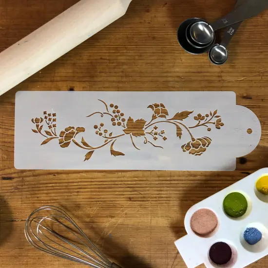 Roses and Berries Cake Stencil Side | C529 by Designer Stencils | Cake Decorating Tools | Baking Stencils for Royal Icing, Airbrush, Dusting Powder | Reusable Plastic Food Grade Stencil for Cakes | Easy to Use & Clean Cake Stencil {3}