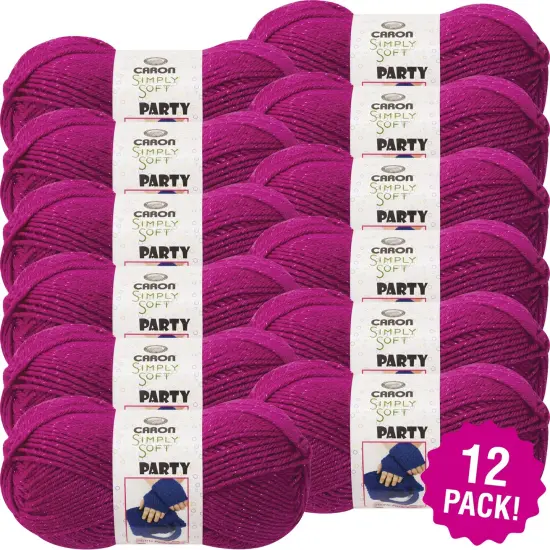 Multipack of 12 - Caron Simply Soft Party Yarn-Fuchsia Sparkle {1}