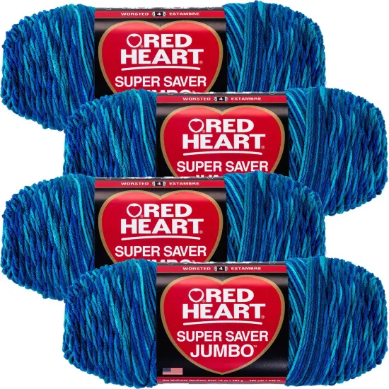 Multipack of 4 - Red Heart Super Saver Jumbo Yarn-Macaw {1}