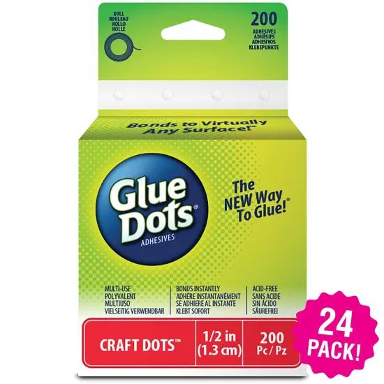 Multipack of 24 - Glue Dots .5" Craft Dot Roll-200 Clear Dots {1}