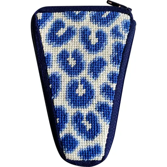 Stitch & Zip Scissor Case Needlepoint Kit - SZ935 Navy Leopard Multicolor {1}