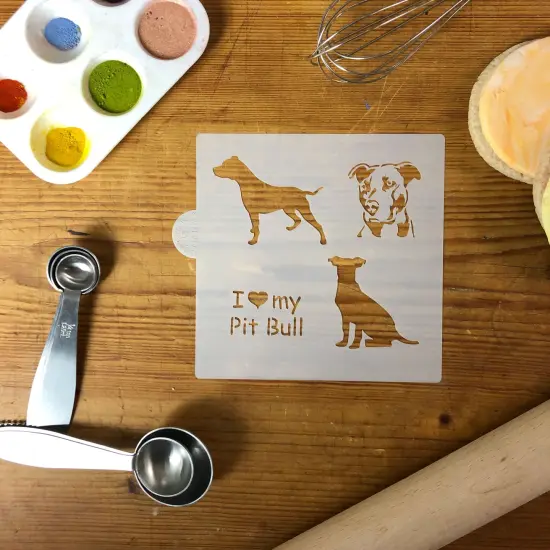 I Love My Pit Bull Cookie & Craft Stencil | CM102 by Designer Stencils | Cookie Decorating Tools | Baking Stencils for Royal Icing, Airbrush, Dusting Powder | Craft Stencils for Canvas, Paper, Wood | Reusable Food Grade Stencil {2}