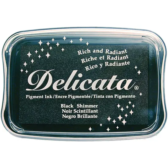 Delicata Pigment Ink Pad-Black Shimmer {1}
