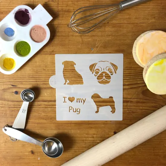 I Love My Pug Cookie & Craft Stencil | CM015 by Designer Stencils | Cookie Decorating Tools | Baking Stencils for Royal Icing, Airbrush, Dusting Powder | Craft Stencils for Canvas, Paper, Wood | Reusable Food Grade Stencil {2}