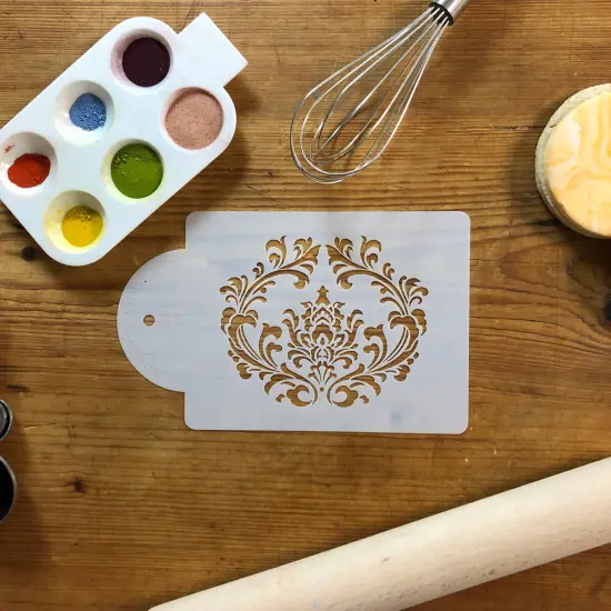 Filigree Damask Cake Stencil Side #1 | C551 by Designer Stencils | Cake Decorating Tools | Baking Stencils for Royal Icing, Airbrush, Dusting Powder | Reusable Plastic Food Grade Stencil for Cakes | Easy to Use & Clean Cake Stencil {3}