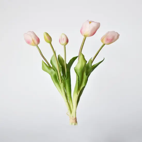 18" Faux Tulip Stem Bundle Blush Pink {3}