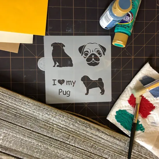 I Love My Pug Cookie & Craft Stencil | CM015 by Designer Stencils | Cookie Decorating Tools | Baking Stencils for Royal Icing, Airbrush, Dusting Powder | Craft Stencils for Canvas, Paper, Wood | Reusable Food Grade Stencil {3}