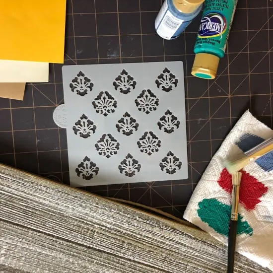 Mini Damask Allover Cookie & Craft Stencil | CM008 by Designer Stencils | Cookie Decorating Tools | Baking Stencils for Royal Icing, Airbrush, Dusting Powder | Craft Stencils for Canvas, Paper, Wood | Reusable Food Grade Stencil {3}