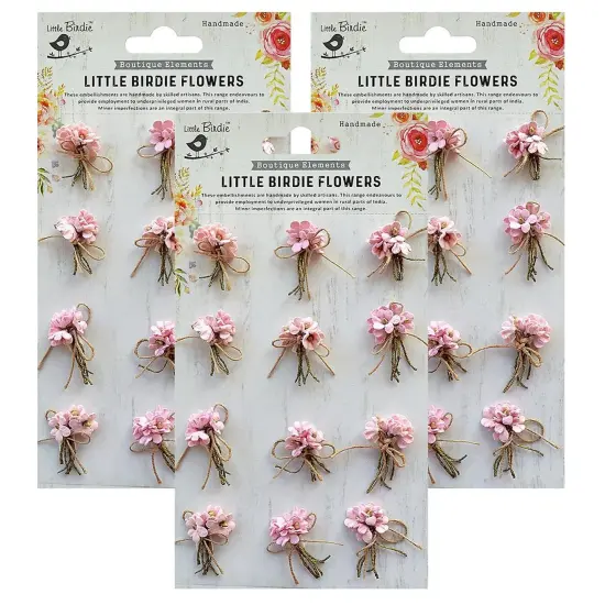 Pack of 3 - Little Birdie Paper Bouquet 12/Pkg-Pearl Pink {1}