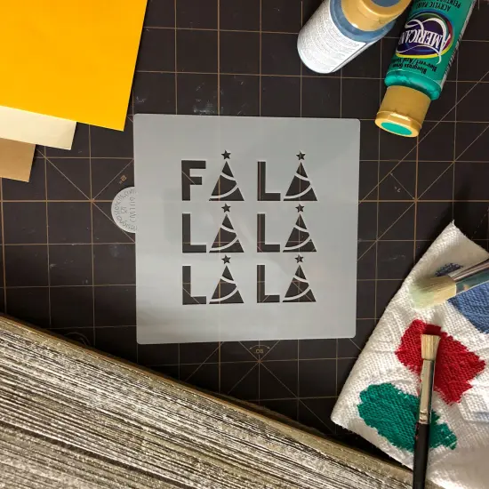 FA LA LA Cookie & Craft Stencil | CM109 by Designer Stencils | Cookie Decorating Tools | Baking Stencils for Royal Icing, Airbrush, Dusting Powder | Craft Stencils for Canvas, Paper, Wood | Reusable Food Grade Stencil {4}