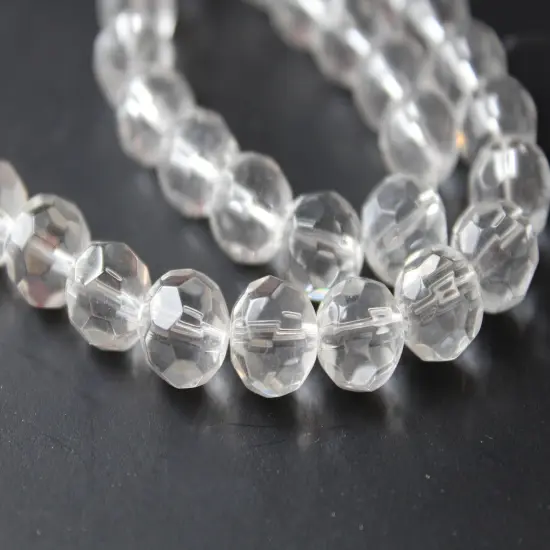 30 10mm Clear Crystal Faceted Round Beads Crystal Glass Beads Full Strand {3}