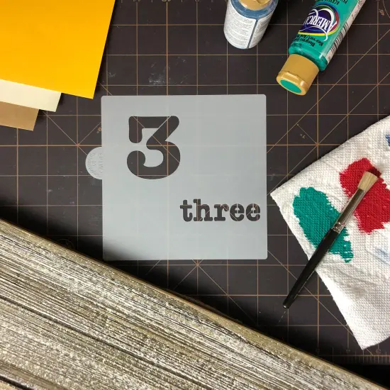 Number Three Cookie & Craft Stencil | CM143 by Designer Stencils | Cookie Decorating Tools | Baking Stencils for Royal Icing, Airbrush, Dusting Powder | Craft Stencils for Canvas, Paper, Wood | Reusable Food Grade Stencil {3}