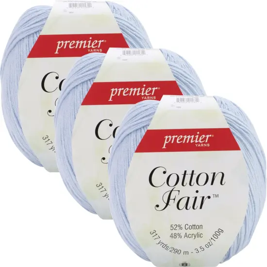 Multipack of 3 - Premier Yarns Cotton Fair Solid Yarn-Baby Blue {1}