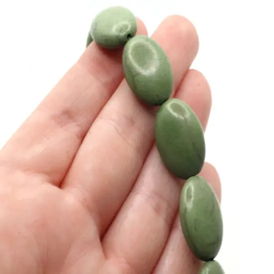 20 20mm Dyed Green Howlite Stone Flat Oval Beads {2}