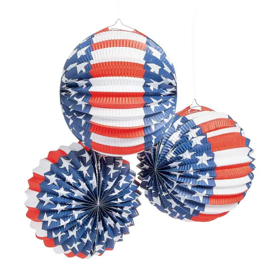 Fun Express - Patriotic Balloon Lanterns for Fourth of July - Party Decor - 6 Pieces {1}