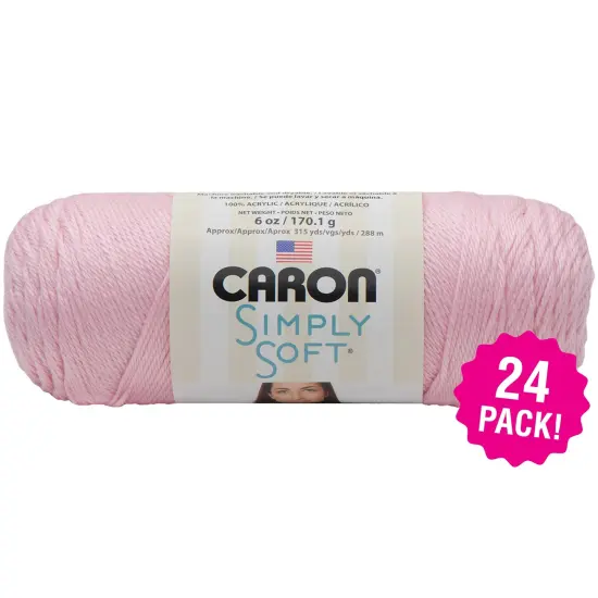 Multipack of 24 - Caron Simply Soft Solids Yarn-Soft Pink {1}