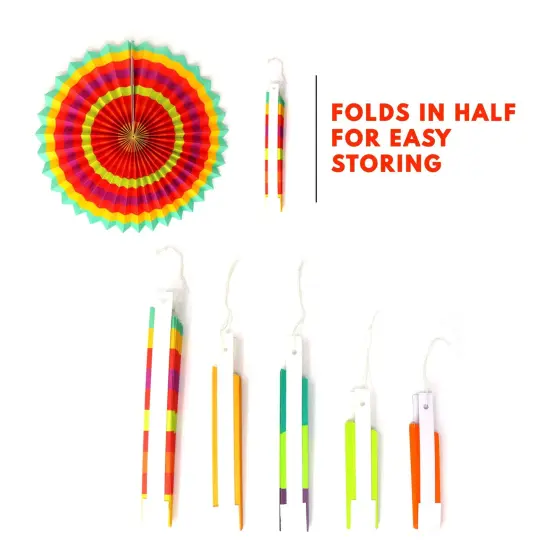 Big Mo's Toys Paper Fans Green Yellow And Orange Mexican Fiesta Party Decorations Supplies Paper Fan Rosettes {5}