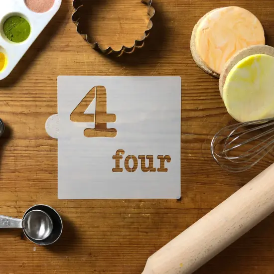 Number Four Cookie & Craft Stencil | CM144 by Designer Stencils | Cookie Decorating Tools | Baking Stencils for Royal Icing, Airbrush, Dusting Powder | Craft Stencils for Canvas, Paper, Wood | Reusable Food Grade Stencil {2}