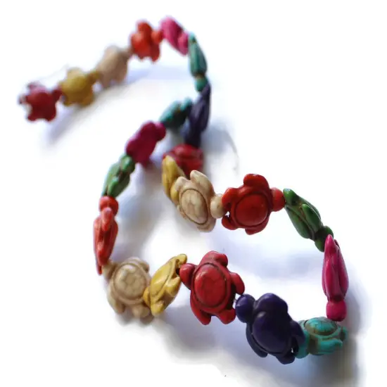 22 18mm Howlite Turtle Beads Gemstone Beads Dyed Mixed Color Beads bB1 {5}