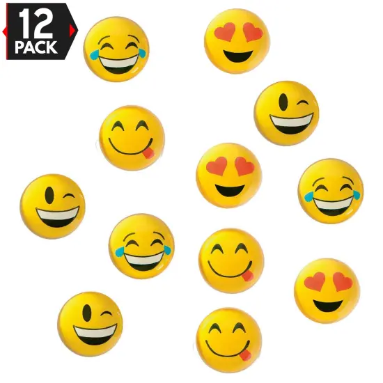 Big Mo's Toys 12 Pack 1.80" Emoticon Smile Face Emoticon Double Sided Translucent Super Hi Bounce Balls - Fun Gift Party {1}