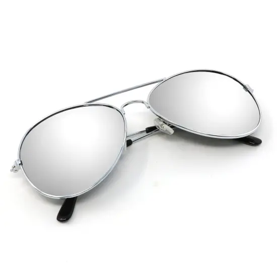 Big Mo's Toys Silver Mirrored Aviator Sunglasses Shades &ndash; 70&rsquo;s Style Adult Aviators Costume Glasses - 1 Pair {2}