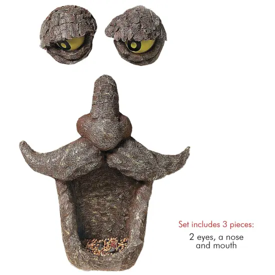 Ornativity Tree Face Bird Feeder - Old Man Funny Faces Outdoor Decorative Birdfeeder with Glow in the Dark Eyes for Spooky Garden Décor {2}