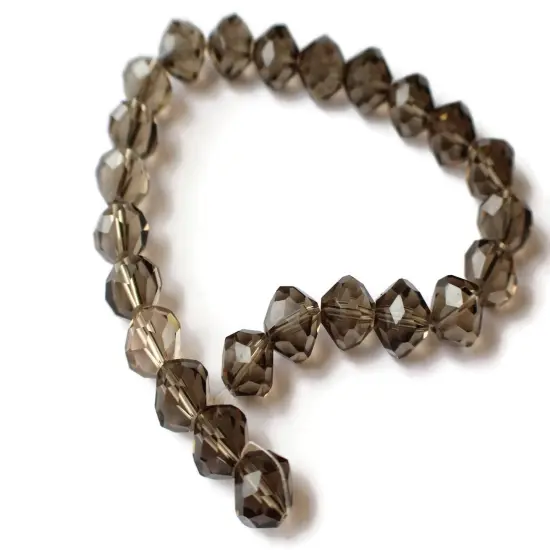 24 12mm Grey Crystal Faceted Bicone Beads {4}