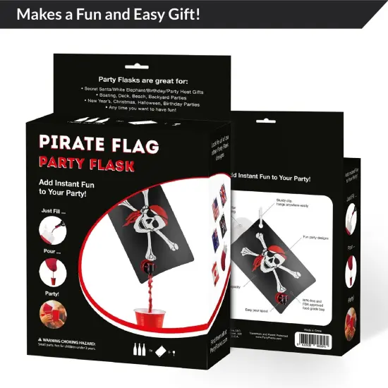 Party Flasks Pirate Flag Adult 2 liter Flasks Make the Perfect Drink Dispenser for Your Pirate Party Supplies, Summer Beach or Pool Party, Sports Tailgating, Funny Gifts, and More {3}