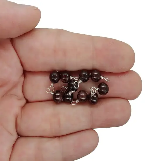 Garnet 6mm Bead Dangles, Small Gemstone Charms, 10 pieces, Adorabilities {2}