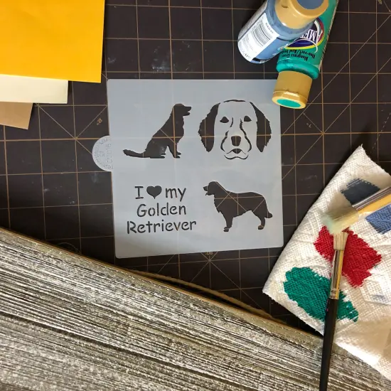 I Love My Golden Cookie & Craft Stencil | CM018 by Designer Stencils | Cookie Decorating Tools | Baking Stencils for Royal Icing, Airbrush, Dusting Powder | Craft Stencils for Canvas, Paper, Wood | Reusable Food Grade Stencil {3}