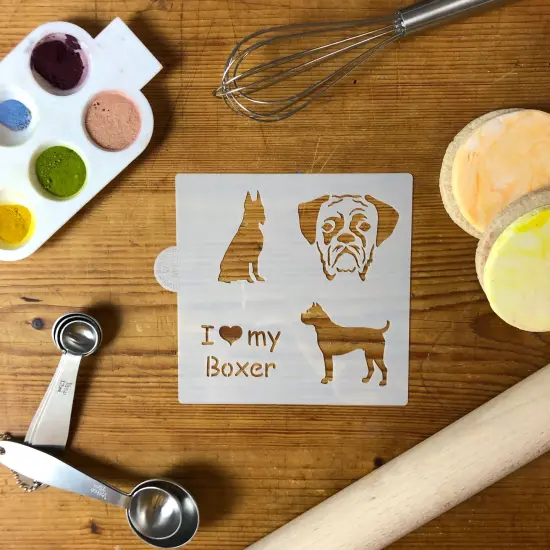 I Love my Boxer Cookie & Craft Stencil | CM023 by Designer Stencils | Cookie Decorating Tools | Baking Stencils for Royal Icing, Airbrush, Dusting Powder | Craft Stencils for Canvas, Paper, Wood | Reusable Food Grade Stencil {2}
