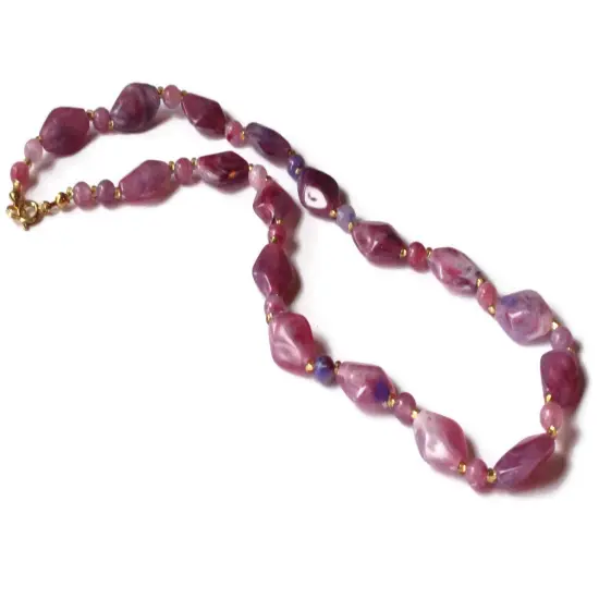 18 Inch Purple Beaded Choker Necklace {1}