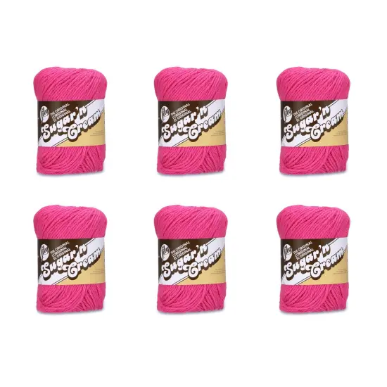 Lily Sugar'N Cream Hot Pink Yarn - 6 Pack of 71g/2.5oz - Cotton - 4 Medium (Worsted) - 120 Yards - Knitting/Crochet {1}