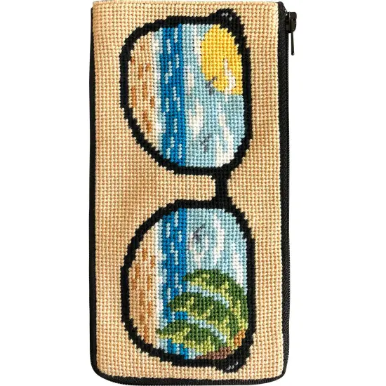 Stitch & Zip Eyeglass Case Needlepoint Kit- Life's a Beach Multicolor {1}