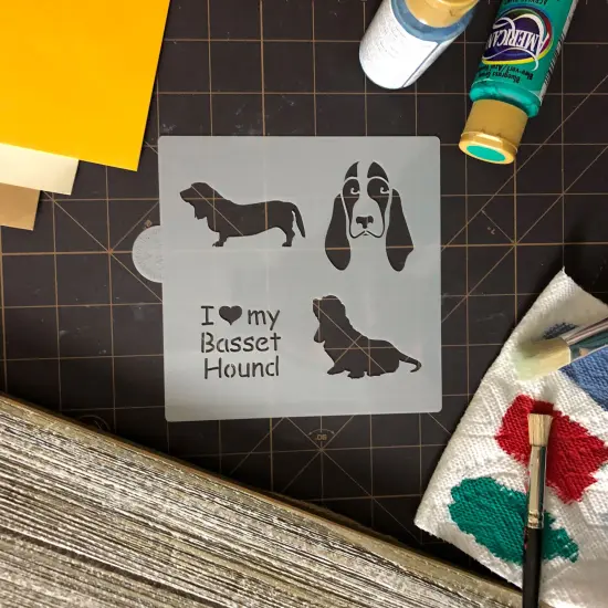 I Love My Basset Hound Cookie & Craft Stencil | CM105 by Designer Stencils | Cookie Decorating Tools | Baking Stencils for Royal Icing, Airbrush, Dusting Powder | Craft Stencils for Canvas, Paper, Wood | Reusable Food Grade Stencil {2}