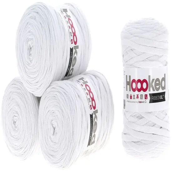 Multipack of 4 - Hoooked Ribbon XL Yarn-Optic White {1}